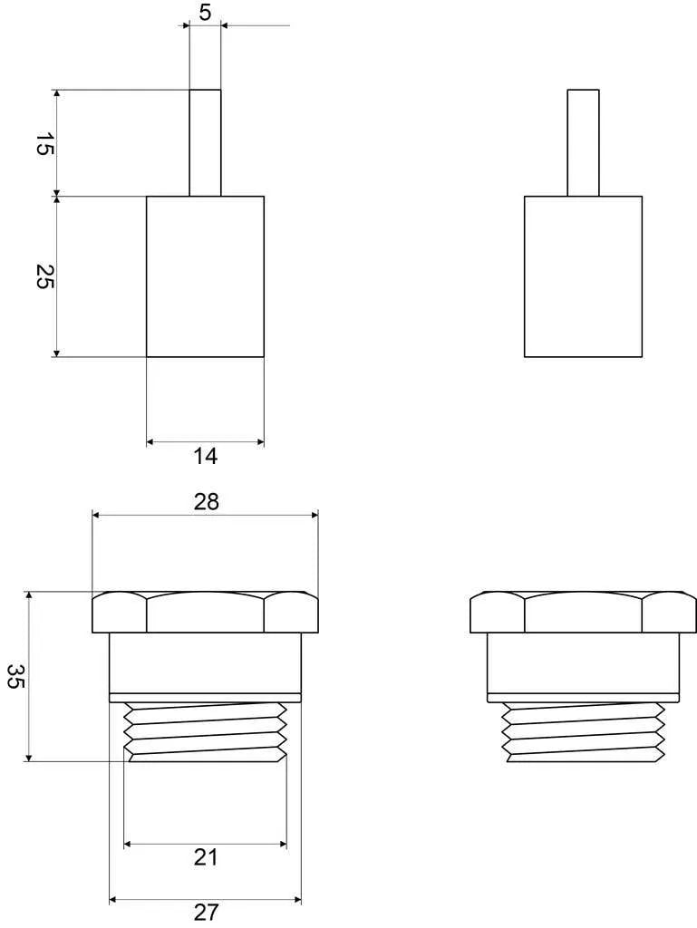 Mildon Spindle Extension 20mm Pair