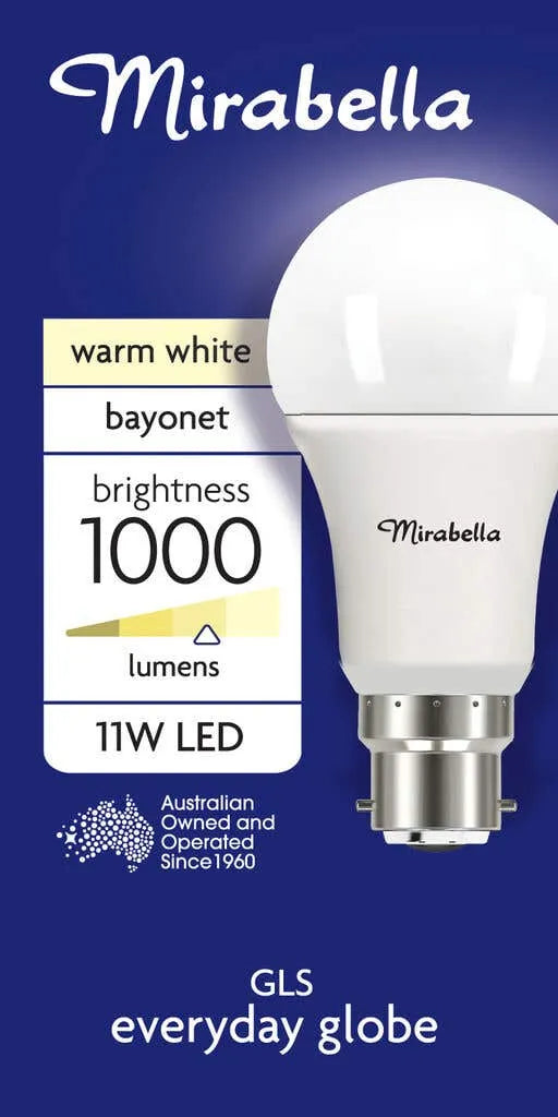 Mirabella 11W LED Gloss Everyday Globe Bayonet Warm White