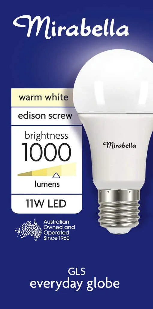 Mirabella 11W LED Gloss Everyday Globe Edison Screw Warm White
