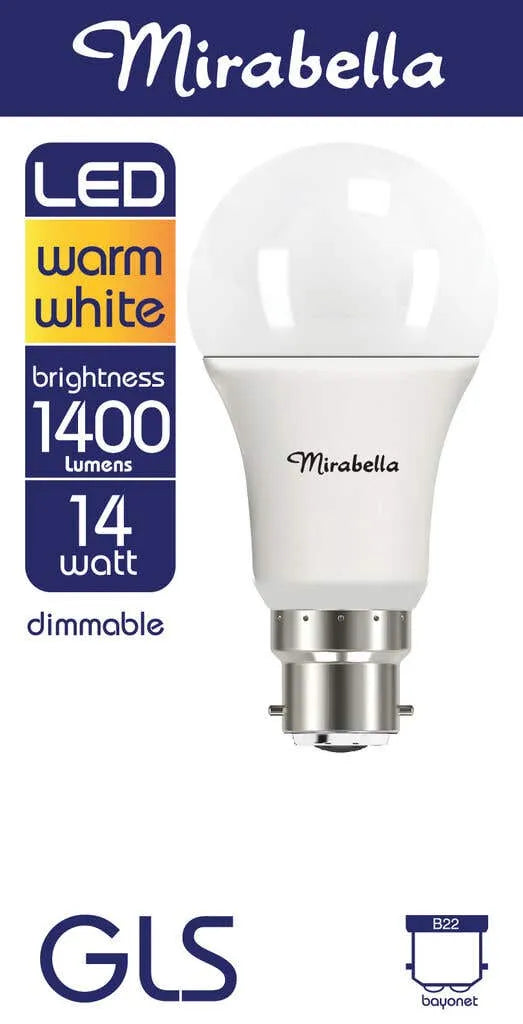 Mirabella 15W LED GLS Globe Bayonet Dimmable Warm White