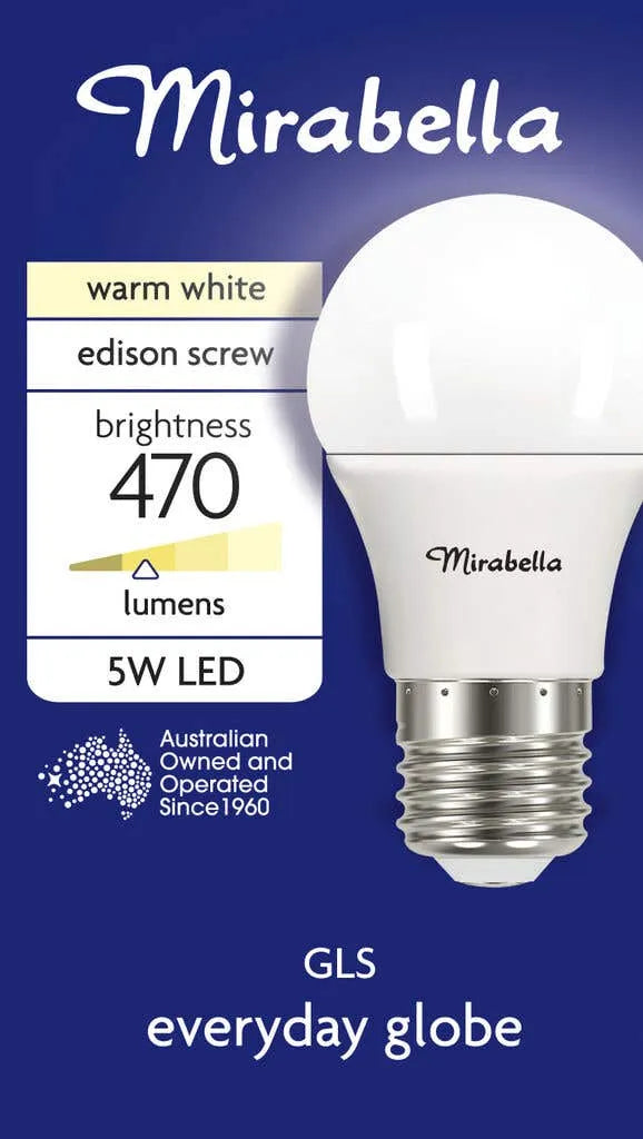 Mirabella 5W LED Gloss Everyday Globe Edison Screw Warm White