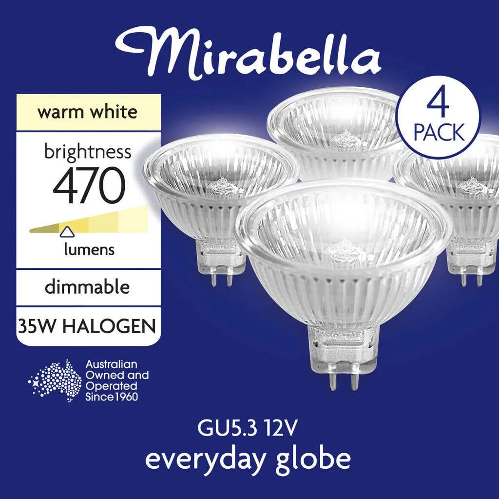 Mirabella Halogen GU5.3 Globe Warm White Dimmable 35W - 4 Pack