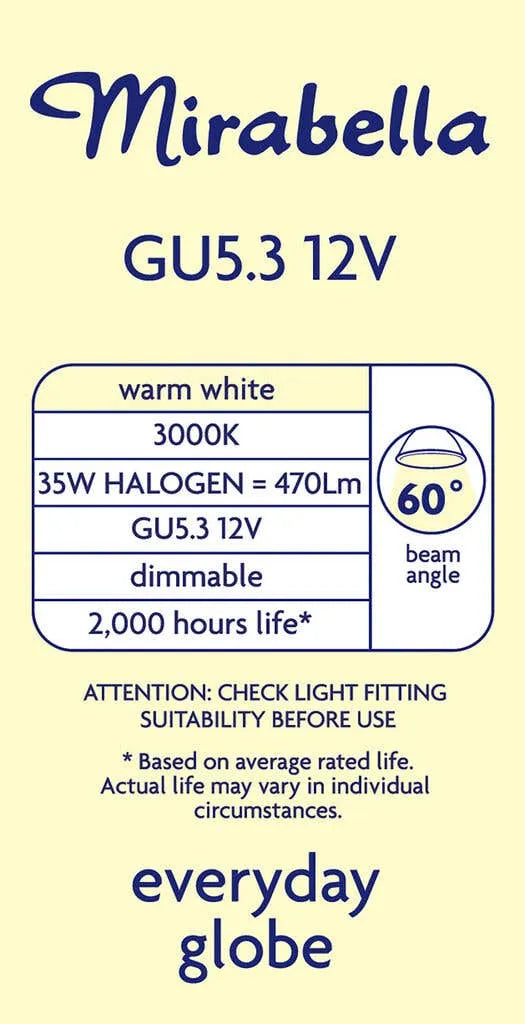 Mirabella Halogen GU5.3 Globe Warm White Dimmable 35W - 4 Pack