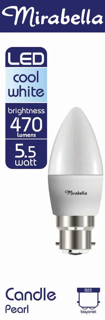 Mirabella LED Candle Globe 5.5W BC Cool White