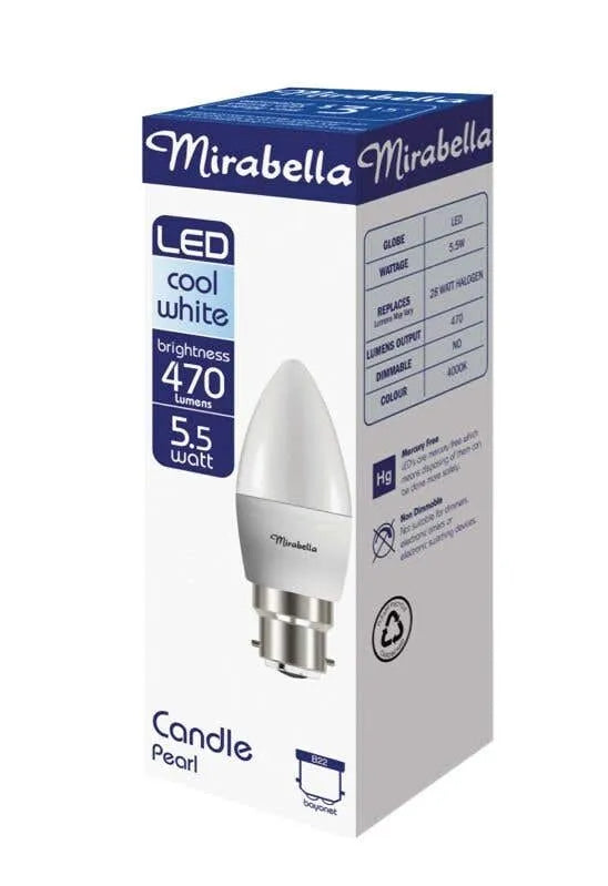 Mirabella LED Candle Globe 5.5W BC Warm White