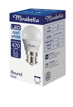 Mirabella LED Fancy Round Globe 5.5W BC Cool White