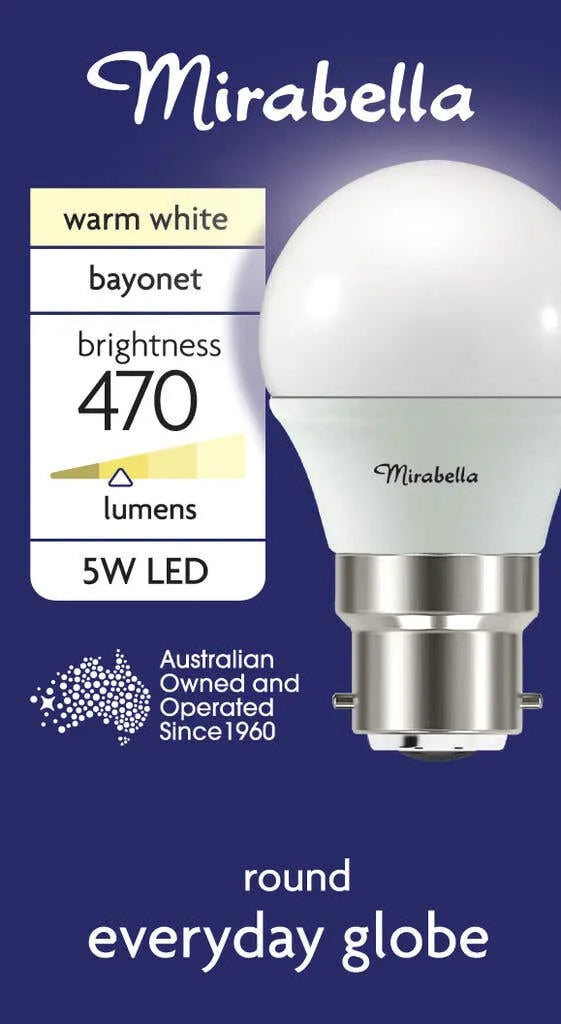 Mirabella LED Fancy Round Globe 5.5W BC Warm White