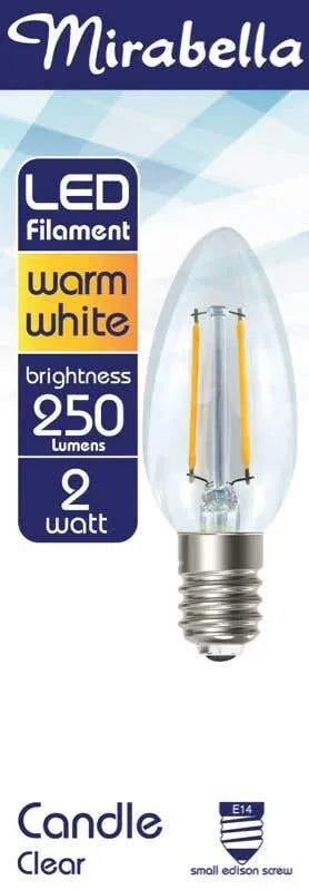 Mirabella LED Filament Candle Globe 2W SES Warm White