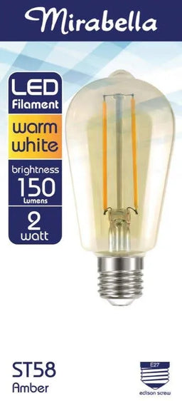 Mirabella LED Filament ST58 Globe 2W ES Warm White