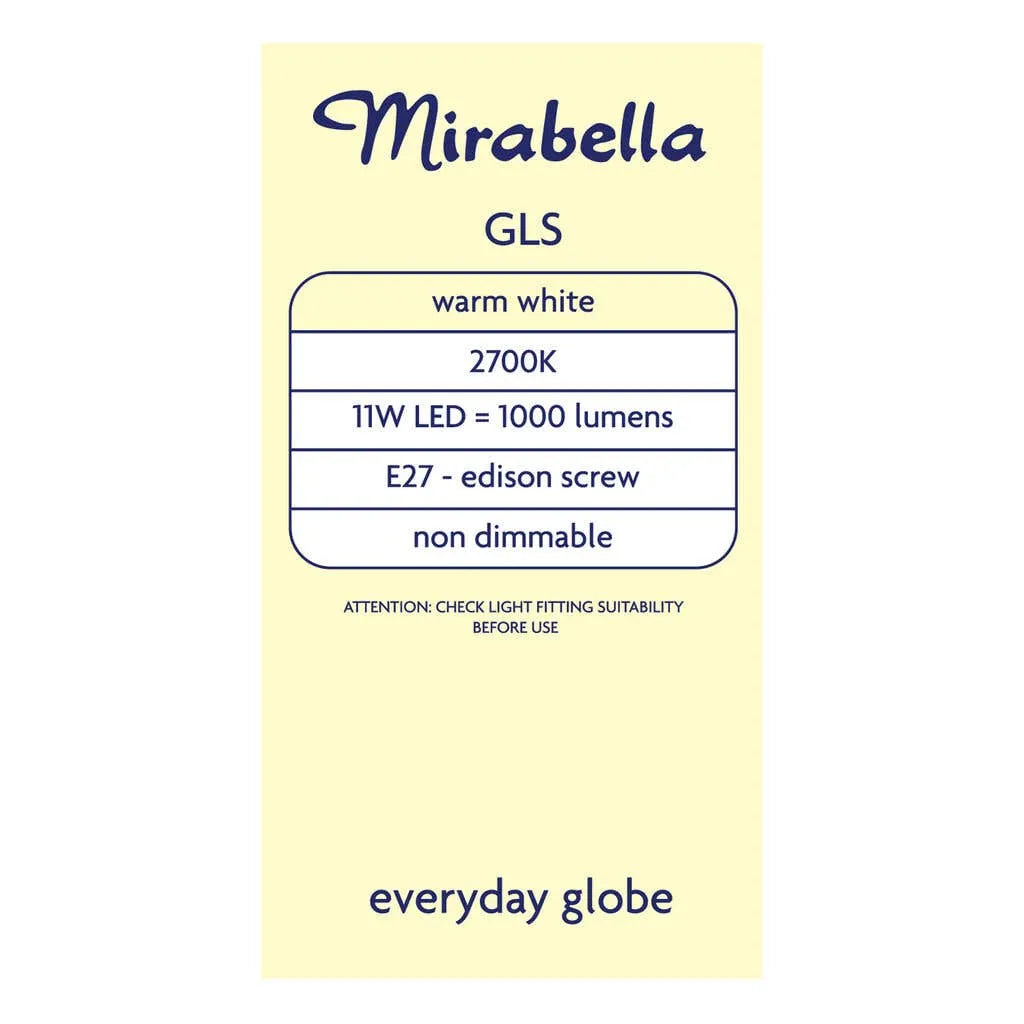 Mirabella LED Gloss 11W 1000Lumens 2700K ES Warm White - 2 Pack