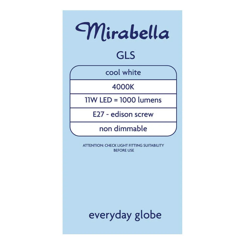 Mirabella LED Gloss 11W 1000Lumens 4000K ES Cool White - 2 Pack