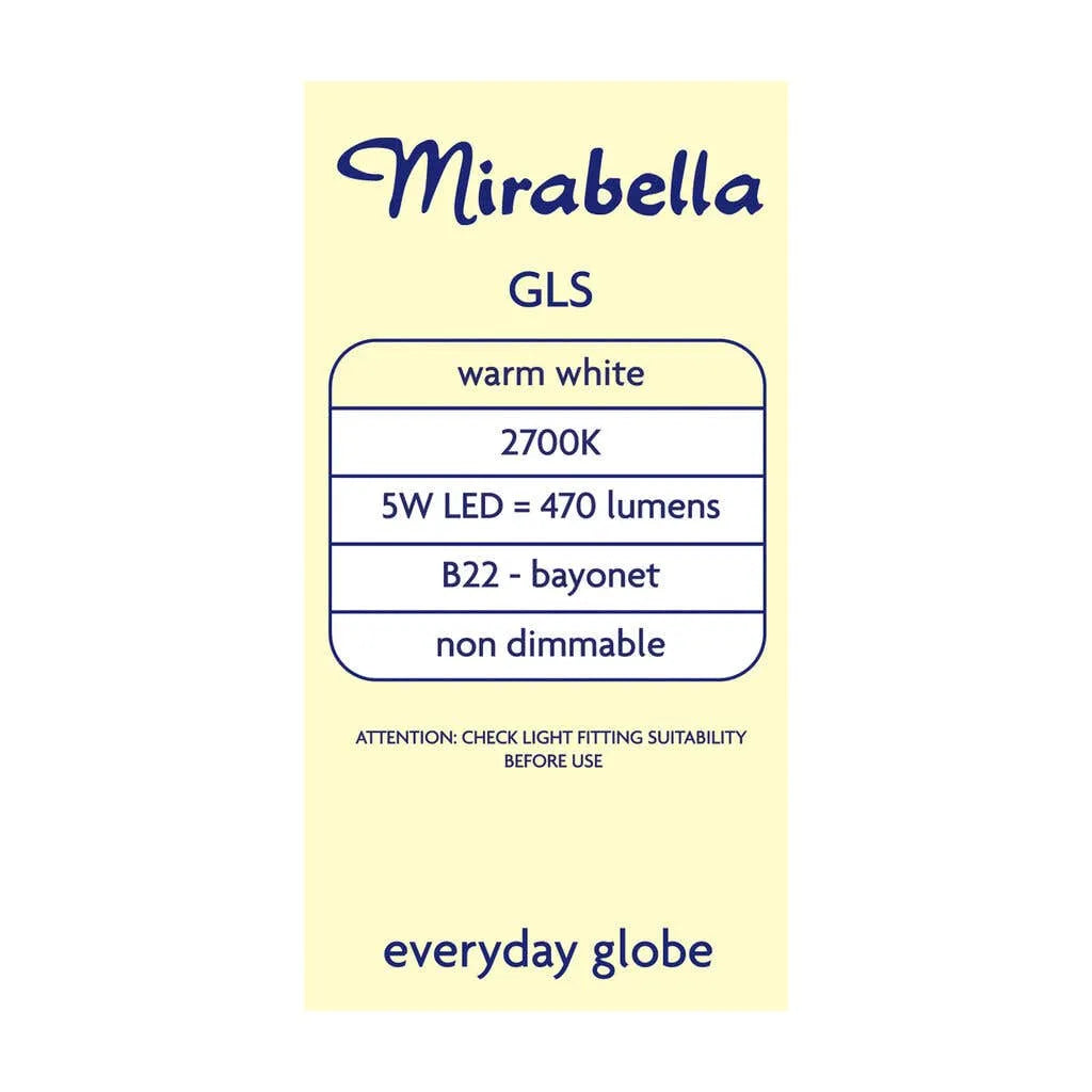 Mirabella LED Gloss 5W 470Lumens 2700K BC Warm White - 2 Pack