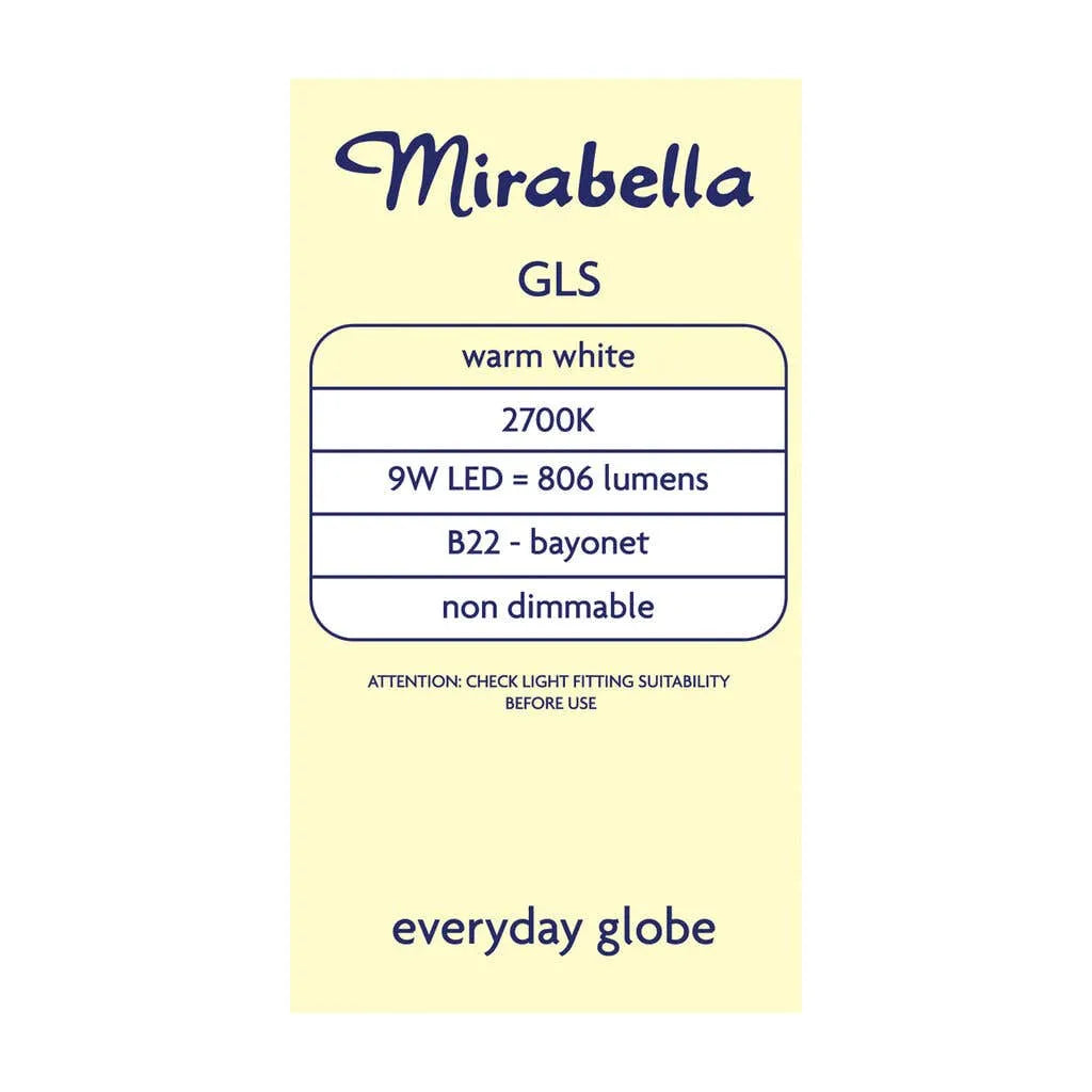 Mirabella LED Gloss 9W 806Lumens 2700K BC Warm White - 2 Pack