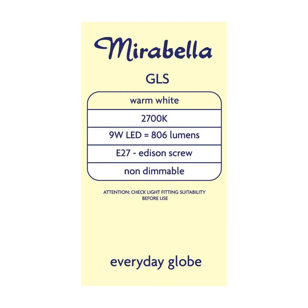 Mirabella LED Gloss 9W 806Lumens 2700K ES Warm White - 2 Pack