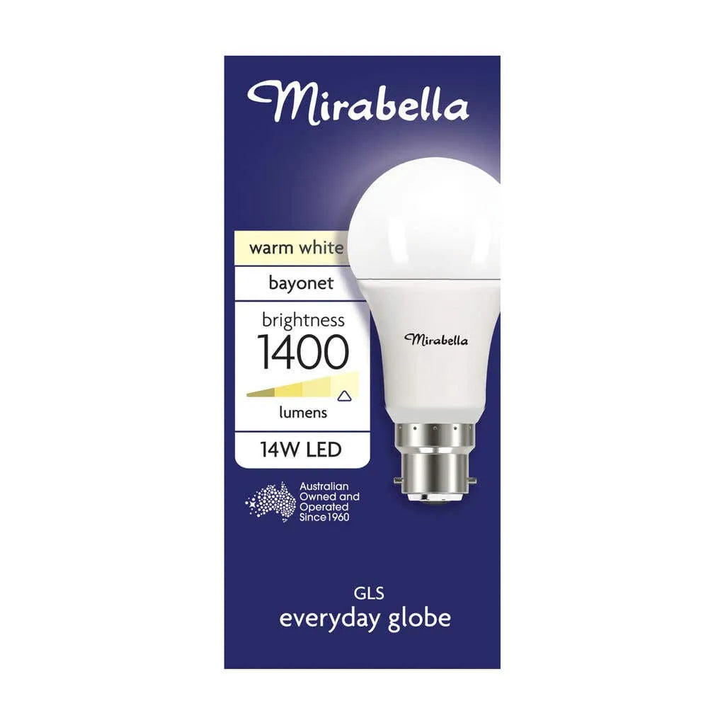 Mirabella LED Gloss Globe 14W BC Warm White