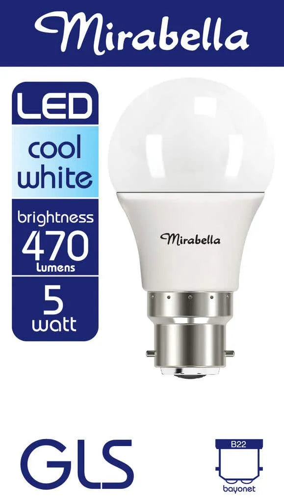 Mirabella LED Gloss Globe 5W BC Cool White