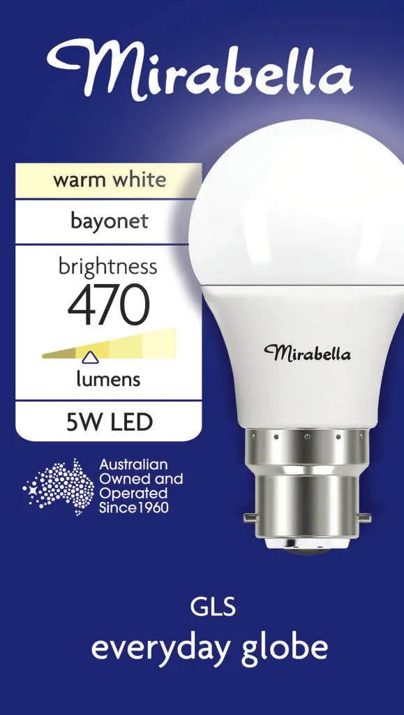 Mirabella LED Gloss Globe 5W BC Warm White