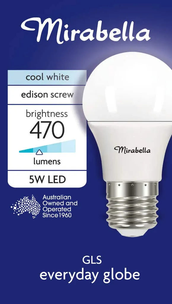 Mirabella LED Gloss Globe Edison Screw Cool White 5W