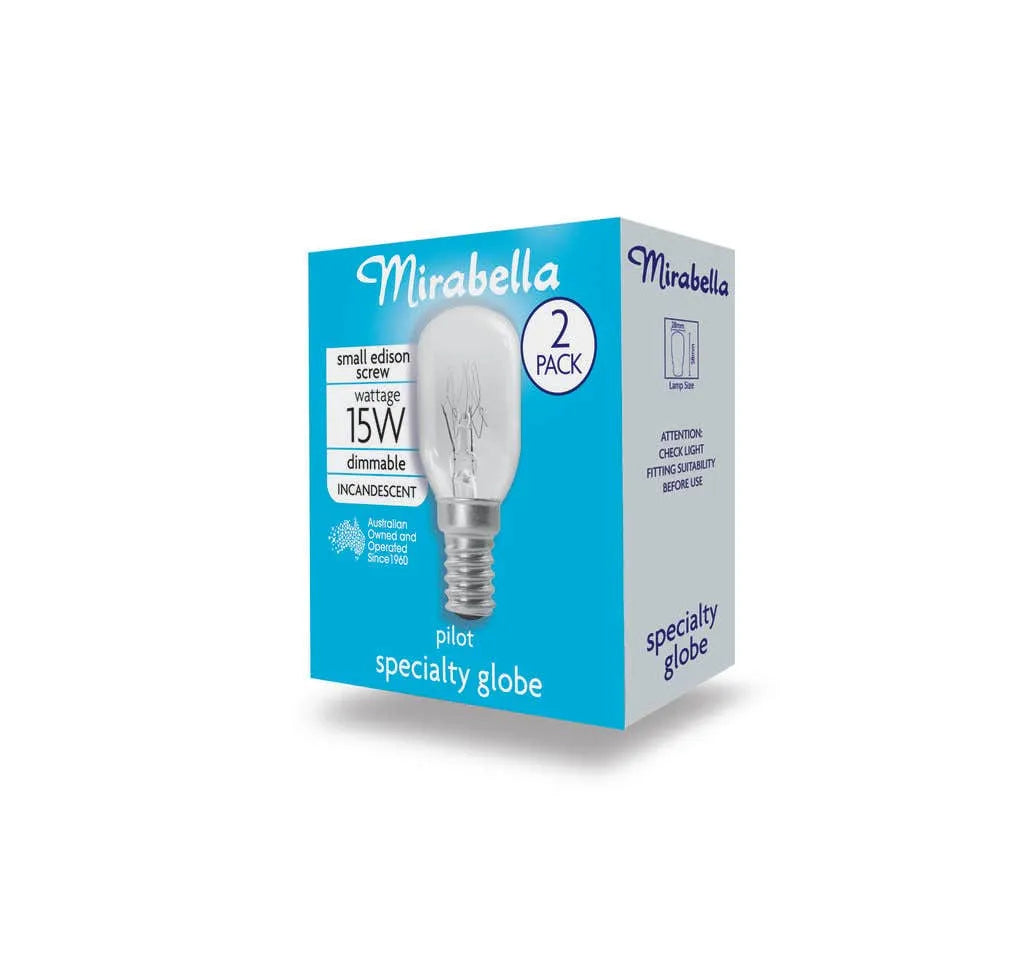 Mirabella Pilot Dimmable Globe 15W SES Clear - 2 Pack