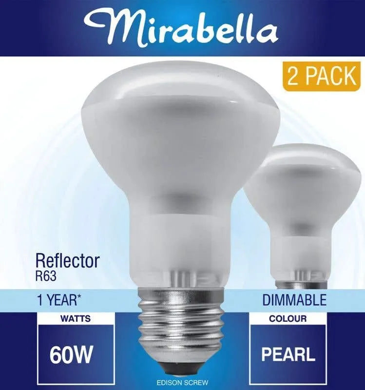Mirabella Reflector Globe R63 60W ES Pearl - 2 Pack