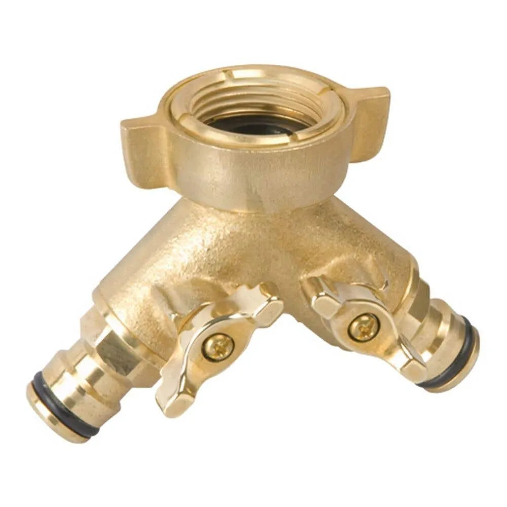 Neta Universal Click-On Twin Tap Outlet Brass 12mm