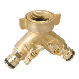 Neta Universal Click-On Twin Tap Outlet Brass 12mm