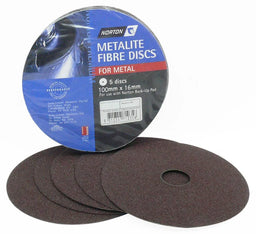 Norton Metalite Fibre Disc 100 x 16mm P16 - 5 Pack
