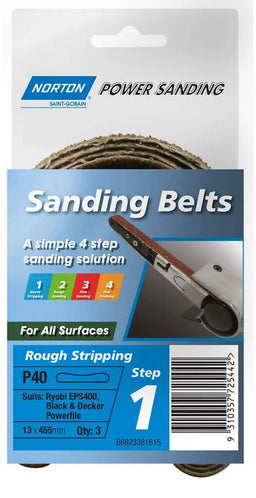 Norton Sanding Belt Powerfile 13 x 455mm - 3 Pack