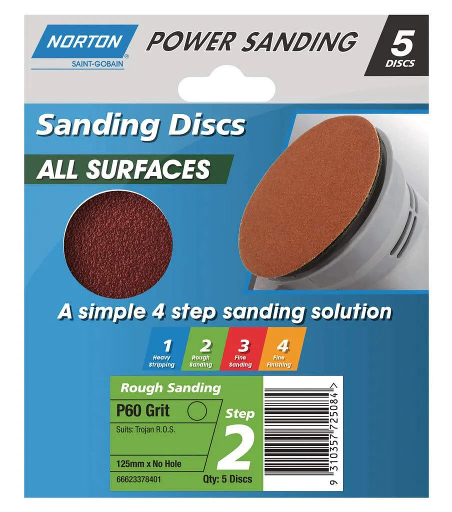 Norton Speedgrip Disc NH P60 Grit 125mm - 5 Pack