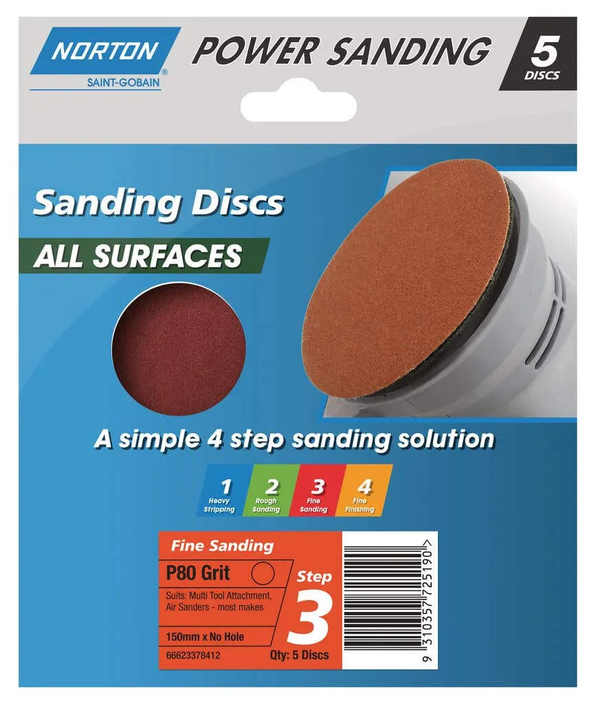 Norton Speedgrip Disc NH P80 Grit 150mm - 5 Pack