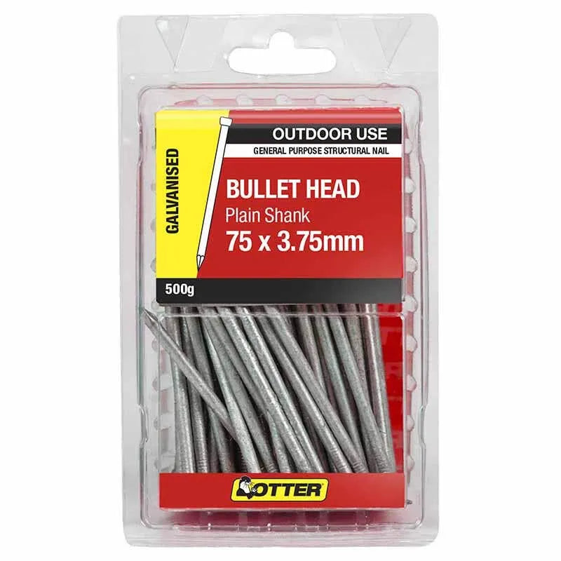 Otter Nail Bullet Head Galvanised 75 x 3.75mm (500g)
