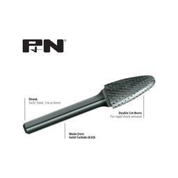 P&N Carbide Burr Tree Radius 12 x 25mm