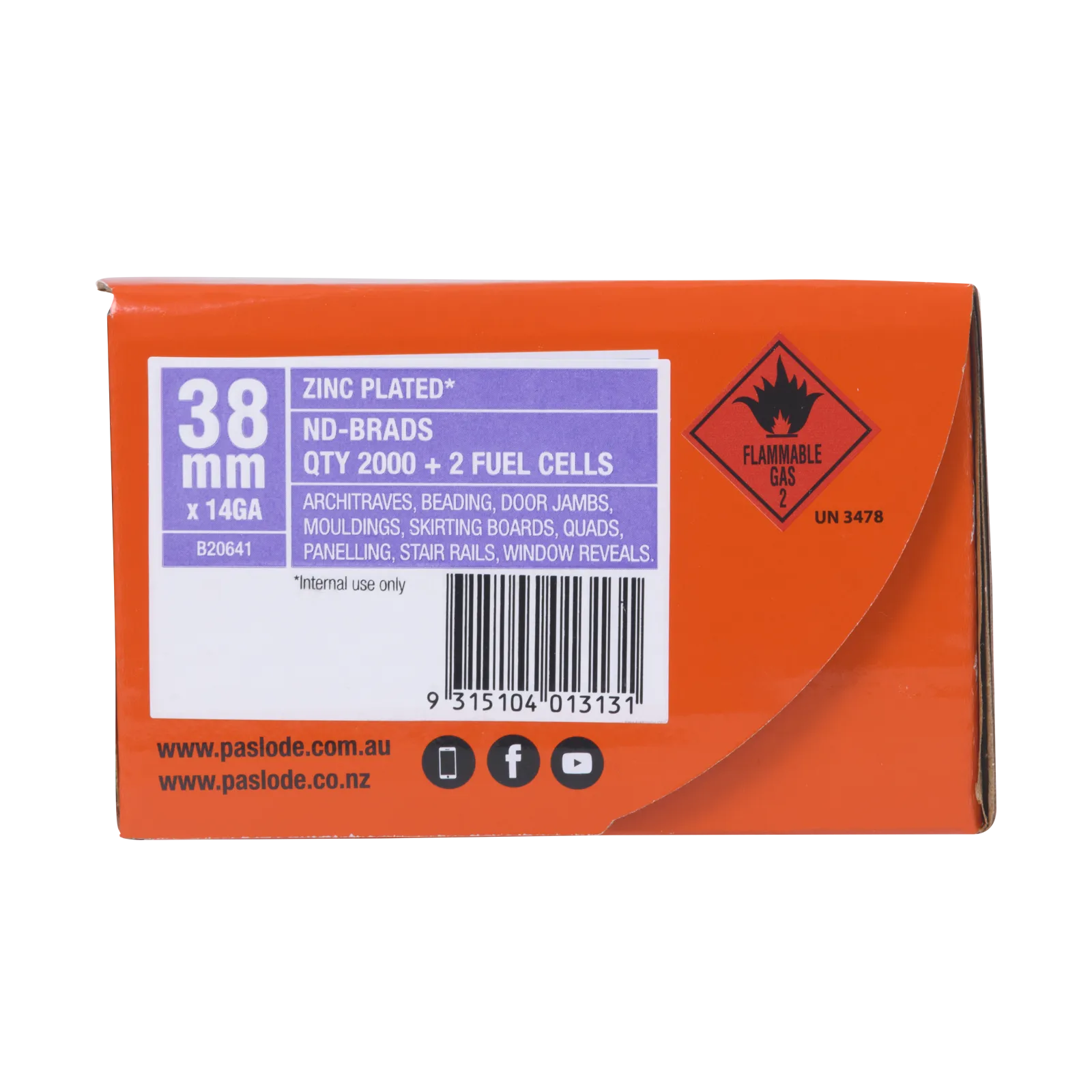 Paslode 14g x 38mm ND Brad With Fuel - 2000 Pack