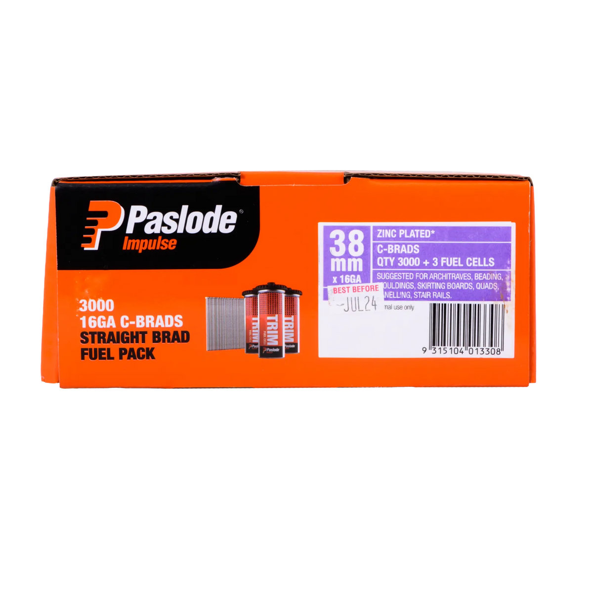 Paslode 38 x 1.6mm C38 Impulse Brad With Fuel - 3000 Pack