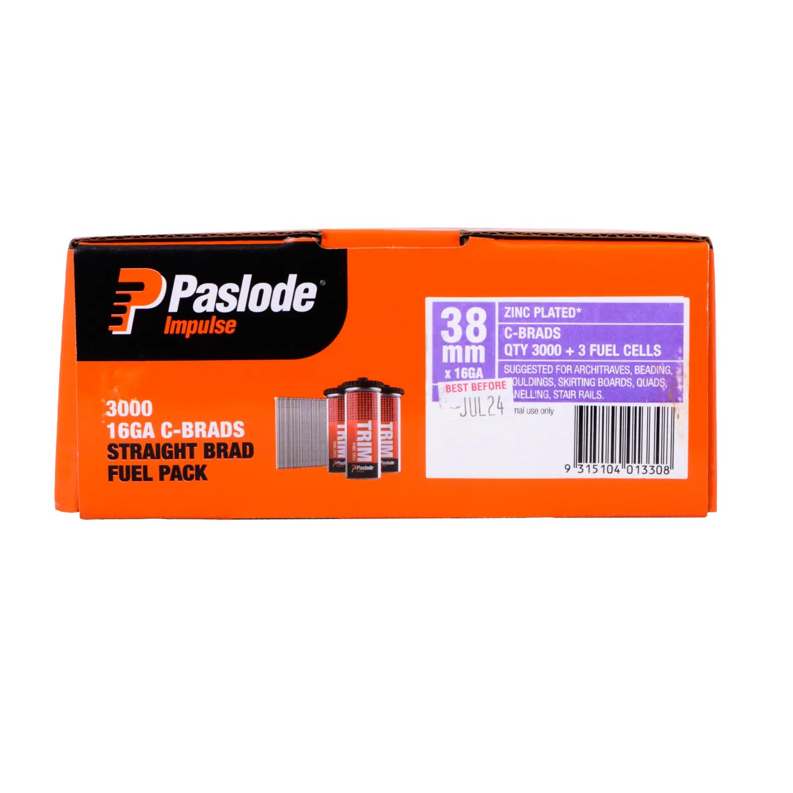 Paslode 38 x 1.6mm C38 Impulse Brad With Fuel - 3000 Pack