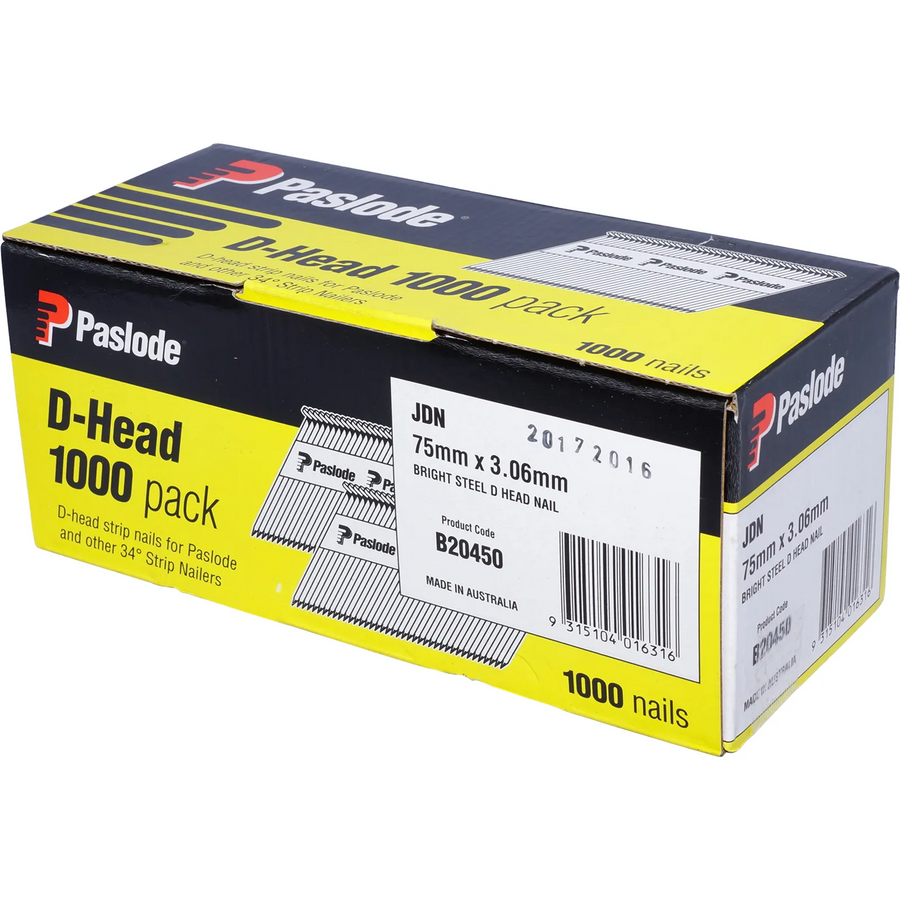 Paslode 75 x 3.06mm Bright D Head Framing Nail - 1000 Pack