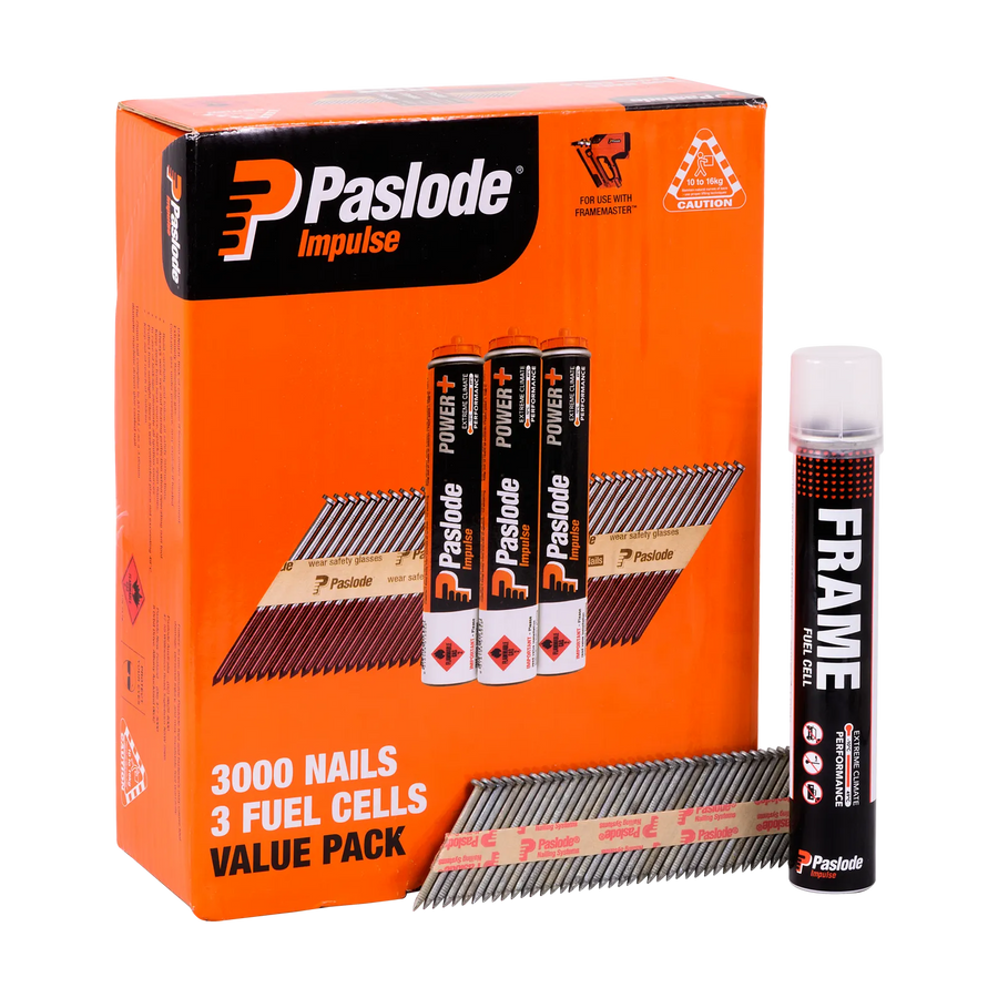 Paslode 90 x 3.15mm 34Deg Hot Dipped Galvanised D Head Impulse Nail - 3000 Value Pack