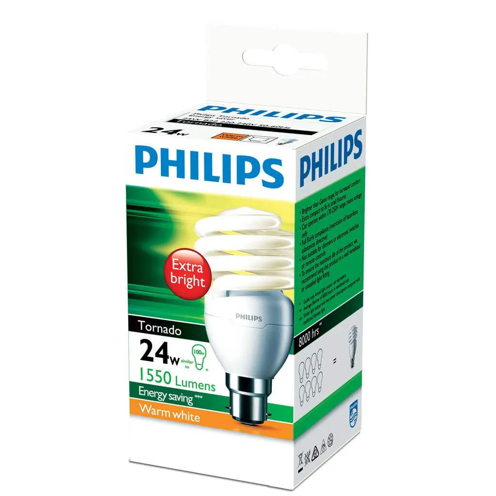 Philips Tornado Globe CFL 24W BC Warm White