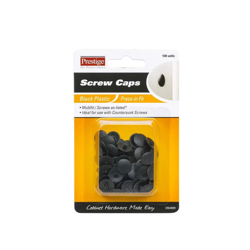 Prestige Press-in Screw Caps Black - 100 Pack