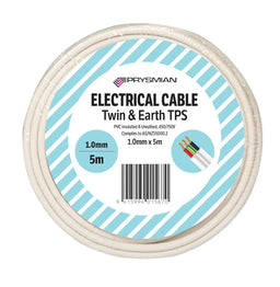 Prysmian Twin & Earth Cable TPS White 1.0mm x 5m