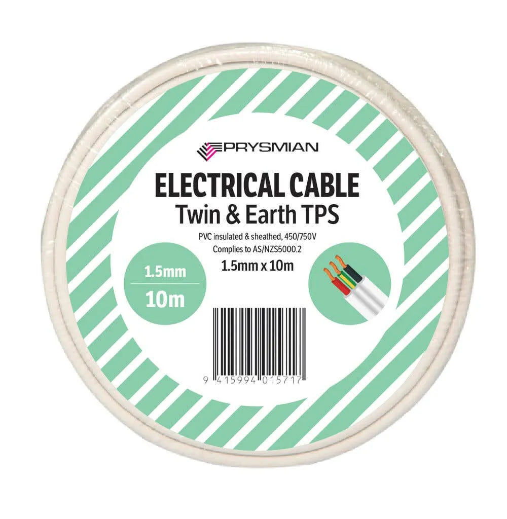 Prysmian Twin & Earth Cable TPS White 1.5mm x 10m
