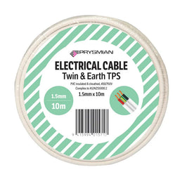 Prysmian Twin & Earth Cable TPS White 1.5mm x 10m
