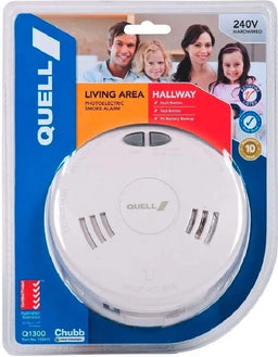 Quell 240V Hardwired Photoelectric Smoke Alarm for Living Area & Hallway