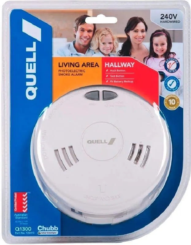 Quell 240V Hardwired Photoelectric Smoke Alarm for Living Area & Hallway