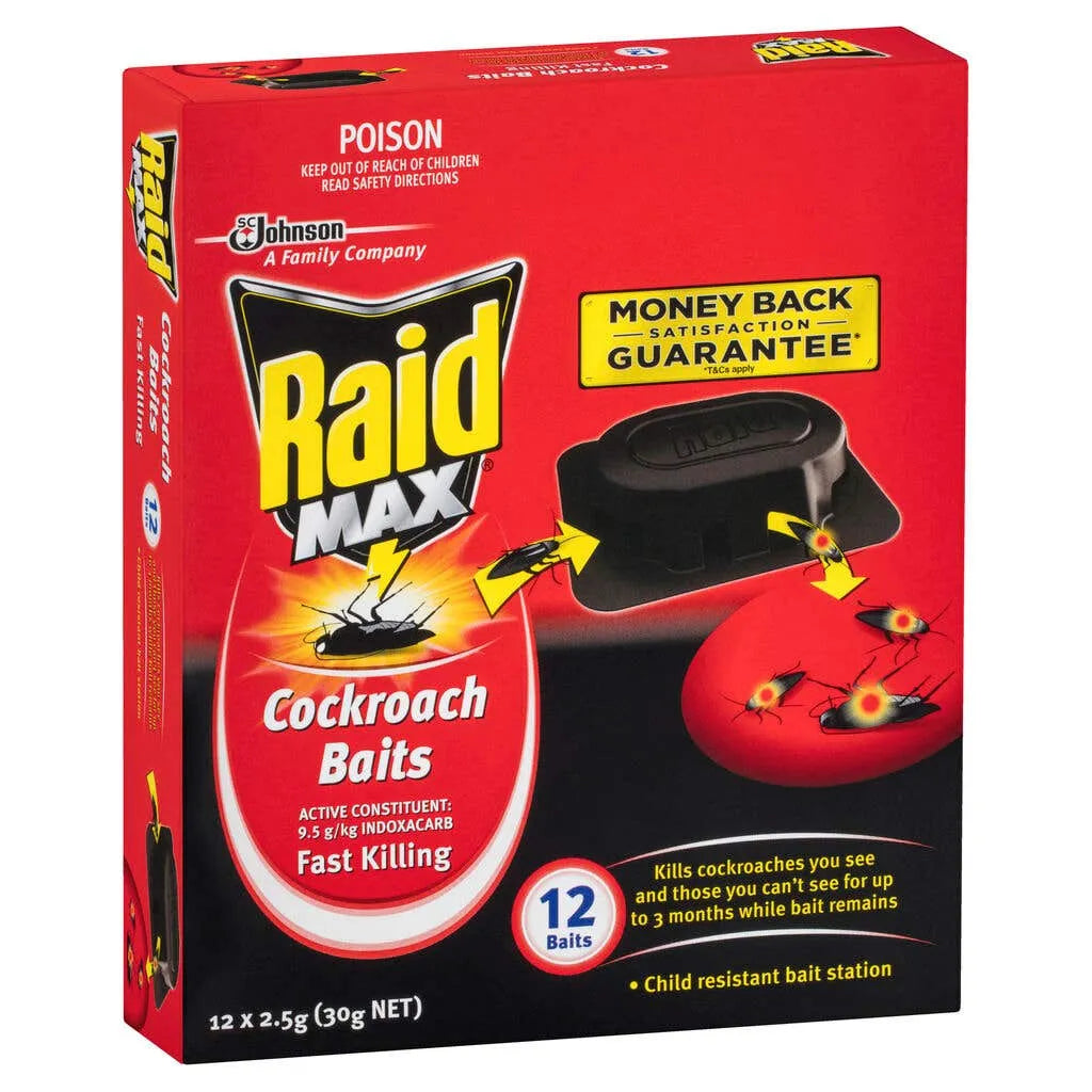 Raid Max Cockroach Child Resistant Bait Station - 12 Pack