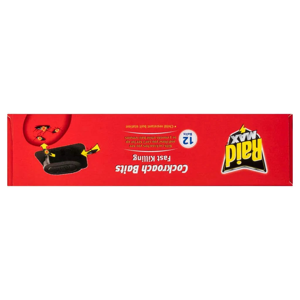Raid Max Cockroach Child Resistant Bait Station - 12 Pack