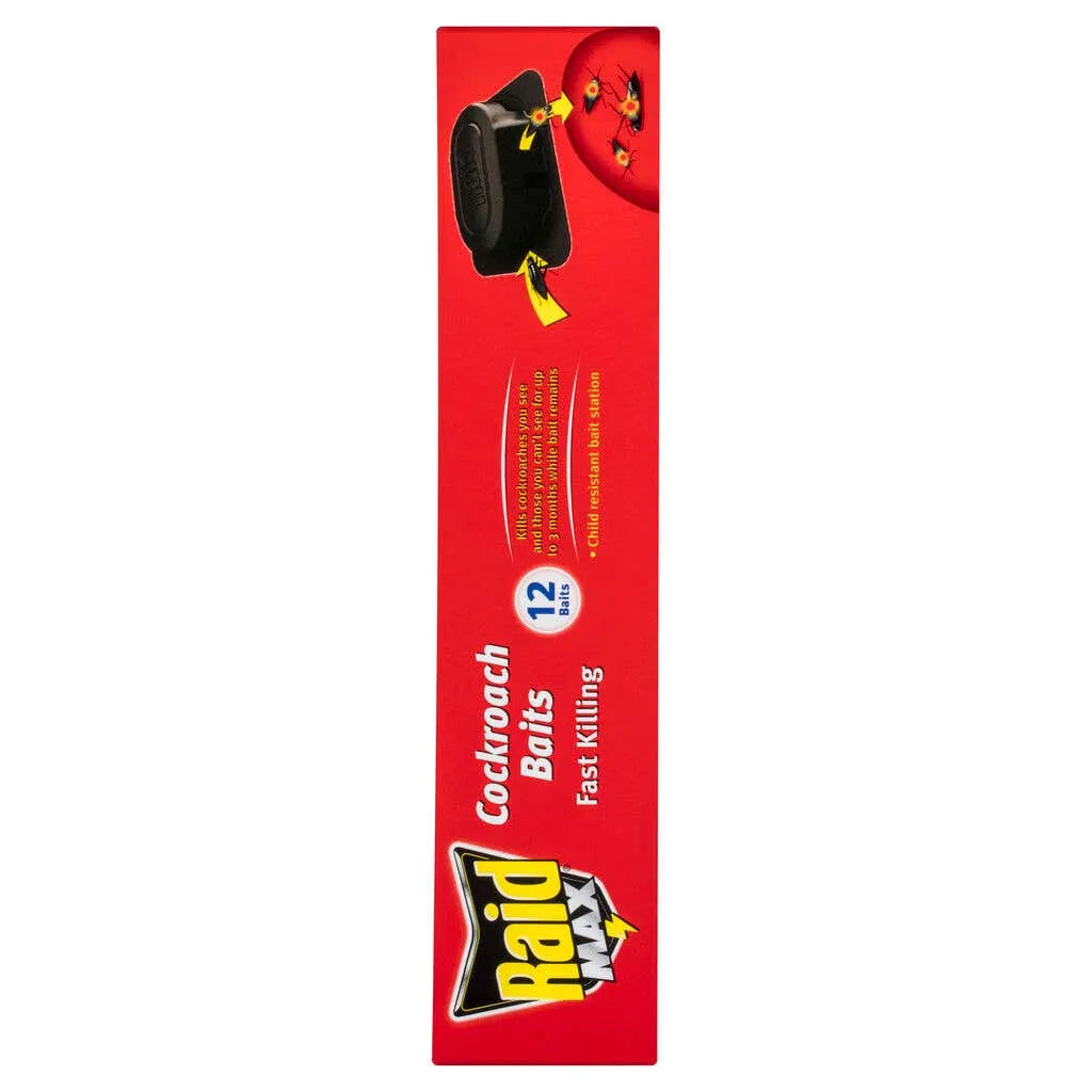 Raid Max Cockroach Child Resistant Bait Station - 12 Pack