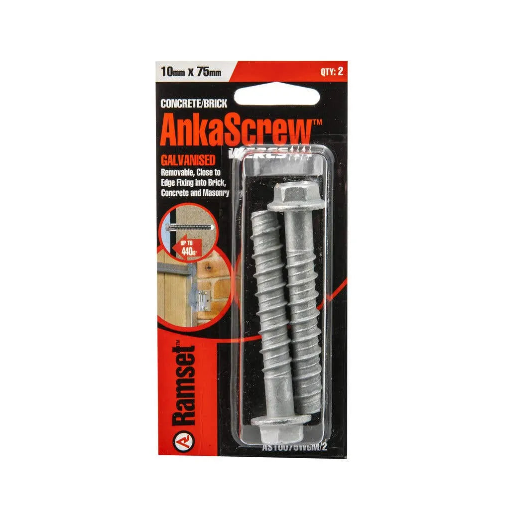 Ramset Ankascrew Galv 10 x 75mm - 2 Pack