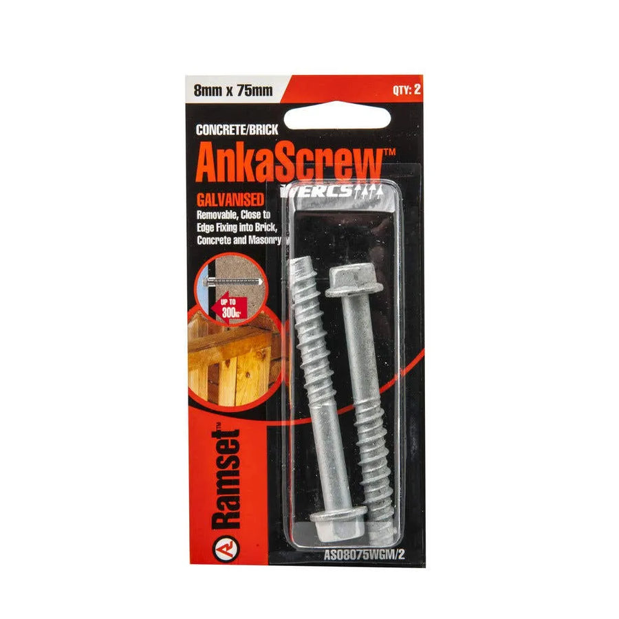 Ramset Ankascrew Galv 8 x 75mm - 2 Pack