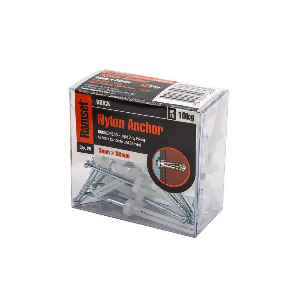 Ramset Nylon Anchor Round 5.0 x 38mm (25pk)